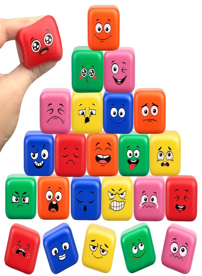 Dilabnba Fidget Face Cube, Stress Balls Emotion Cube Bulk Pack, Sensory Squishy Toy Squeeze Fidget Blocks Treasure Box, Gifts Party Favors Classroom/Birthday/Easter Goodie Bags Stuffers 24Pack - Image 1